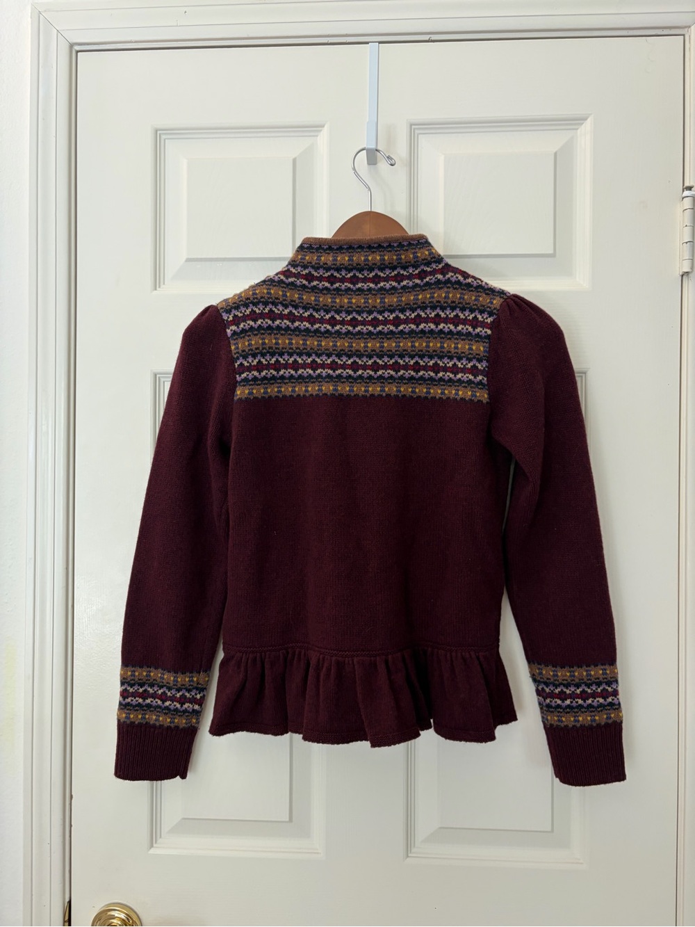 Polo by Ralph Lauren Burgundy Fair Isle Turtleneck Sweater Wool-Blend XXS/16 - Picture 2 of 6